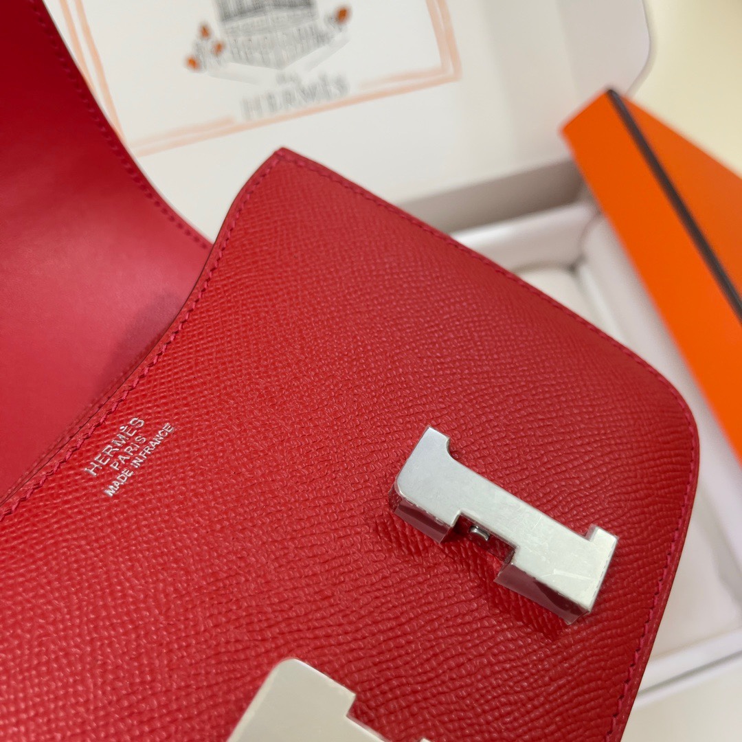 Hermes Constance 18 Mini Shoulder Bag In Red Epsom Leather